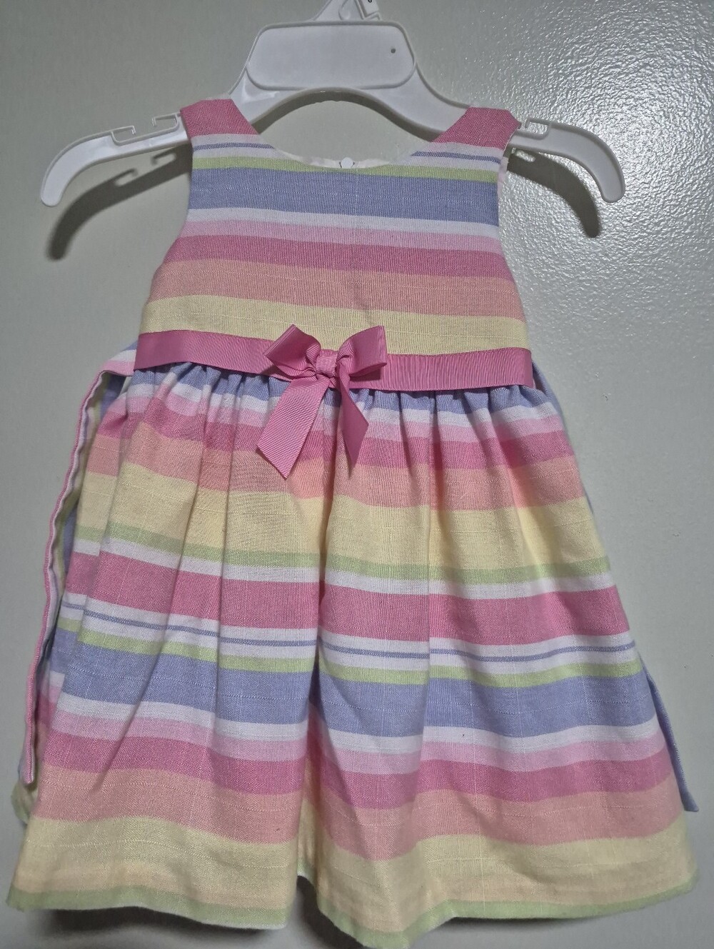 Girls' Pastel Stripe Bow Dress - Pink Multi